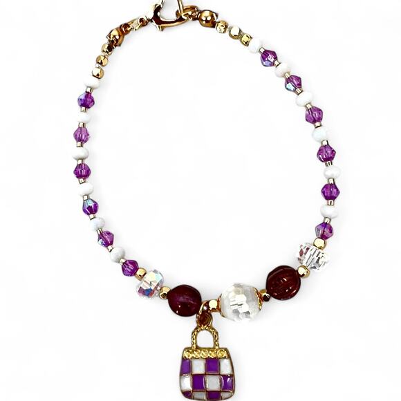 Sparkling Crystal Bracelet Handbag Charm Lavender & White 8.5" Glam Reseller Bag - Picture 5 of 5